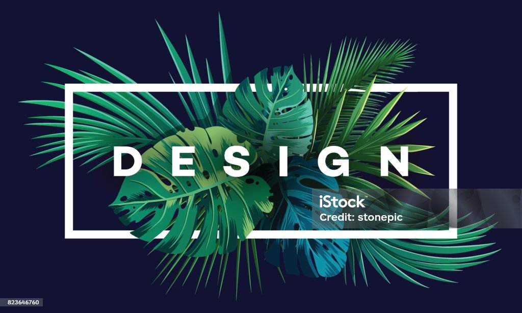 Bright tropical background with jungle plants. Exotic pattern with palm leaves. Bright tropical background with jungle plants. Vector exotic pattern with palm leaves. Backgrounds stock vector