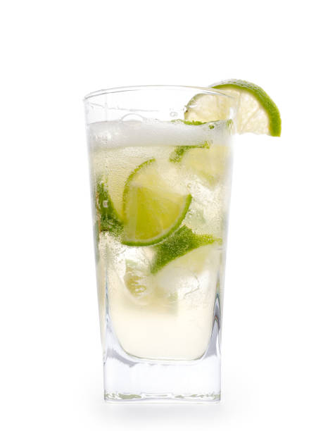 istock Mojito cocktail in glass. Transparent drink, lime, ice, foam and bubbles. 823651050