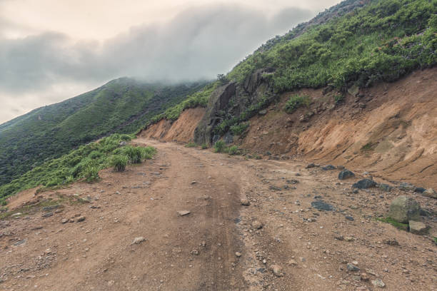 istock mud stone road in mist under motion blur in mountain 823654808