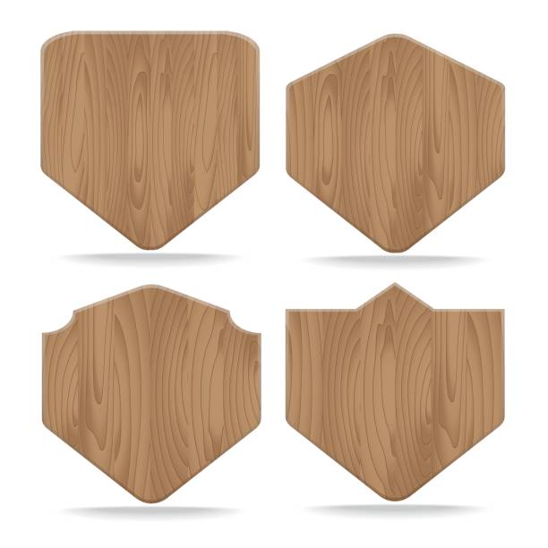 istock Collection of various shapes wooden sign boards 823665984