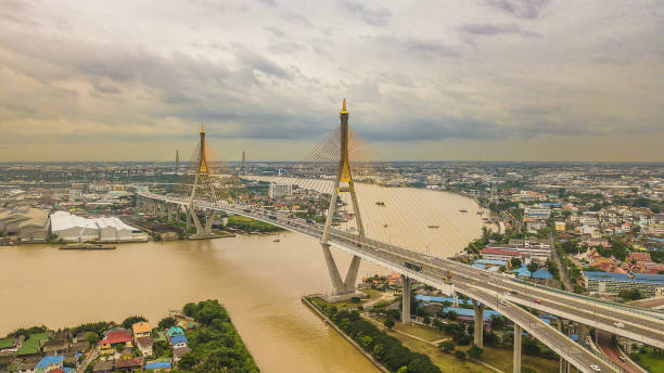 istock Rama 9 Bridge in Thailand ,Bird eye view . 823671830
