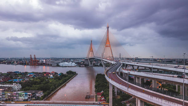 istock Rama 9 Bridge in Thailand ,Bird eye view . 823680446