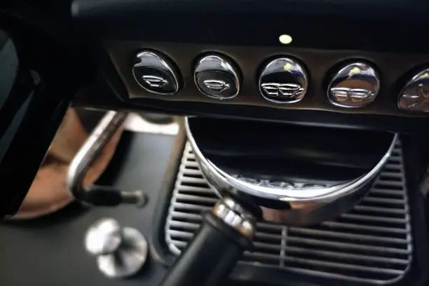 Coffee machine with led light showing up on double shot espresso