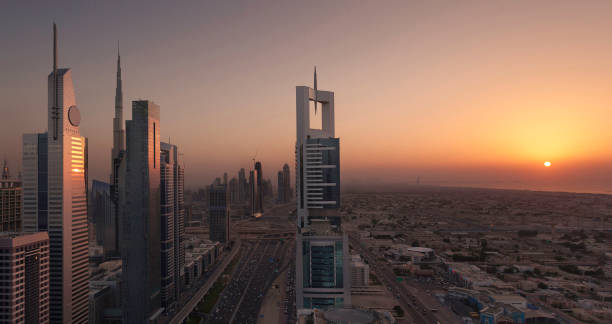 istock Dubai Shiekh Zayed Road at Sunset 823689916
