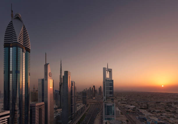 istock Dubai Shiekh Zayed Road at Sunset 823690258