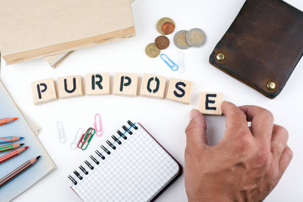 istock Purpose concept. Wooden letters on a white background 823690748