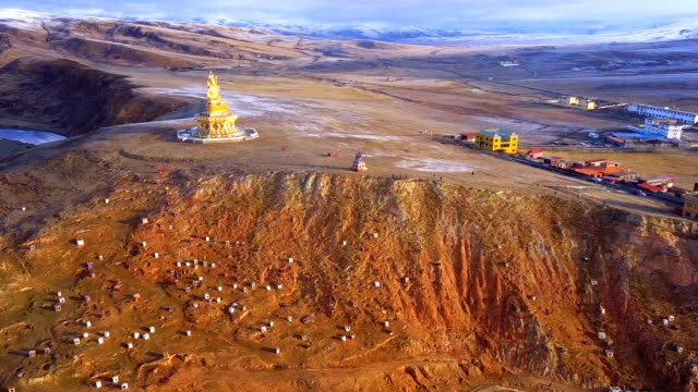 Aerial view of big Buddha Statue on the hill