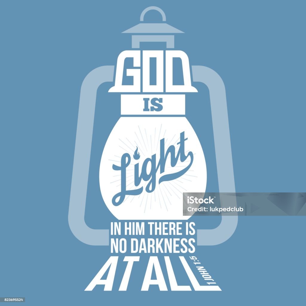Bible Quotes God Is Light In Vintage Lamp Shape Stock Illustration ...