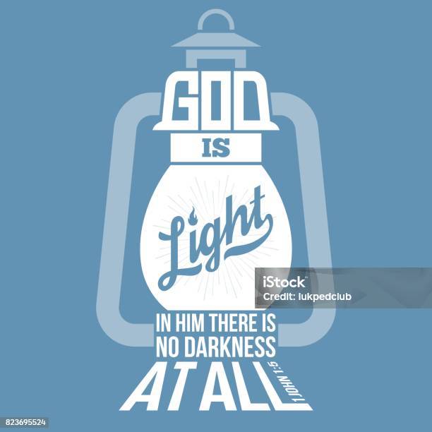 Bible Quotes God Is Light In Vintage Lamp Shape Stock Illustration - Download Image Now - Bible, Illustration, Quotation - Text