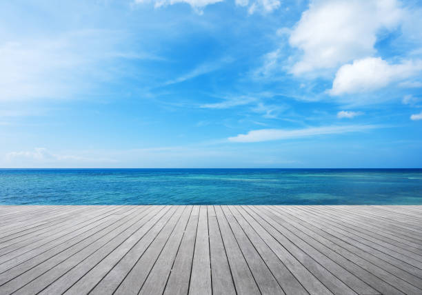 istock Wooden sea view terrace 823698038