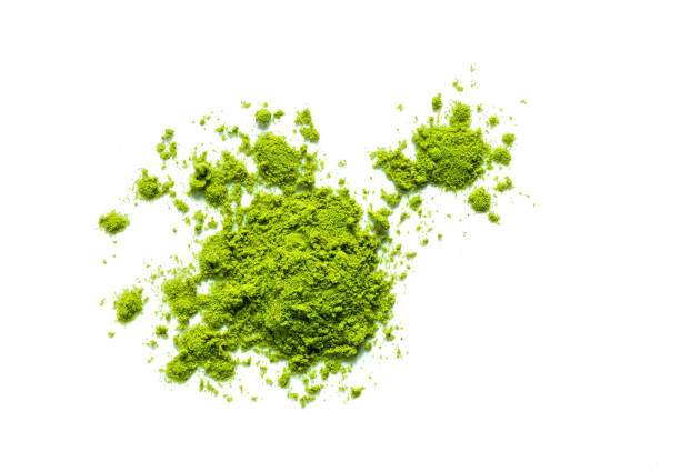 緑の抹茶茶粉末 - 抹茶 ストックフォトと画像