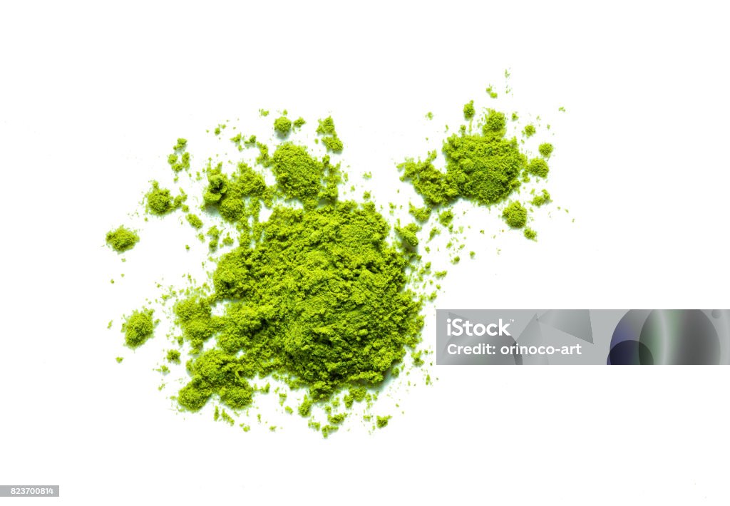 green matcha tea powder green matcha tea powder isolated on white background Ground - Culinary Stock Photo