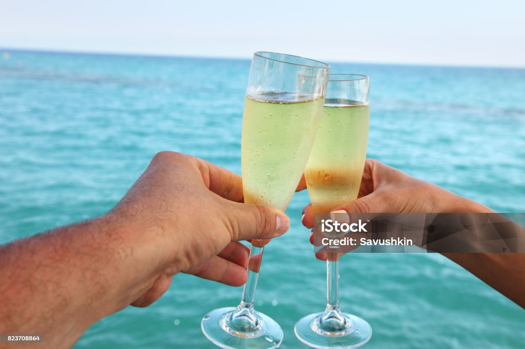 Glasses with wine Two glasses of wine. Alcohol - Drink Stock Photo