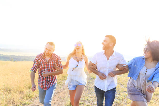 istock Friends in countryside walk 823708900