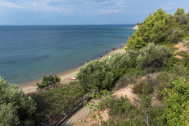 istock Panoramic view of Gea Beach at Sithonia peninsula, Chalkidiki, Greece 823709122