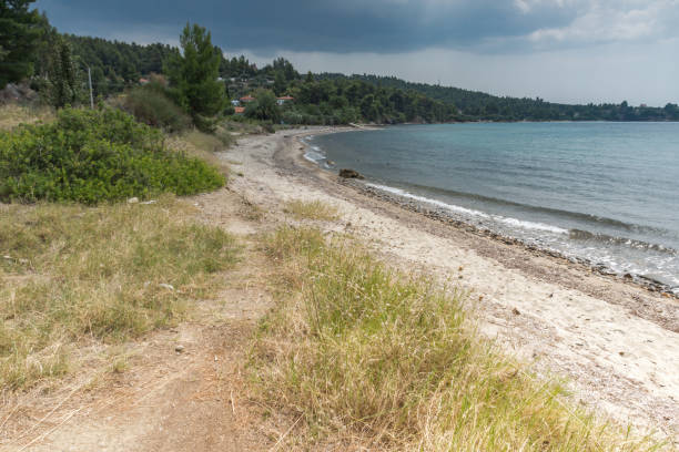 istock Panoramic view of Litheri Beach at Sithonia peninsula, Chalkidiki, Greece 823709964