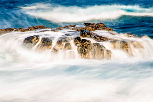 surf of the atlantic ocean in long time exposure