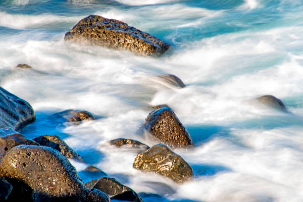 surf of the atlantic ocean in long time exposure