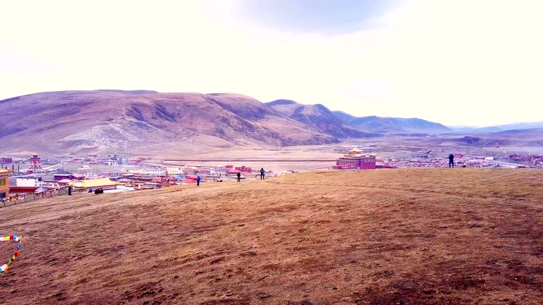 Beautiful aerial view of Tibetan Yarchen Gar Monastery