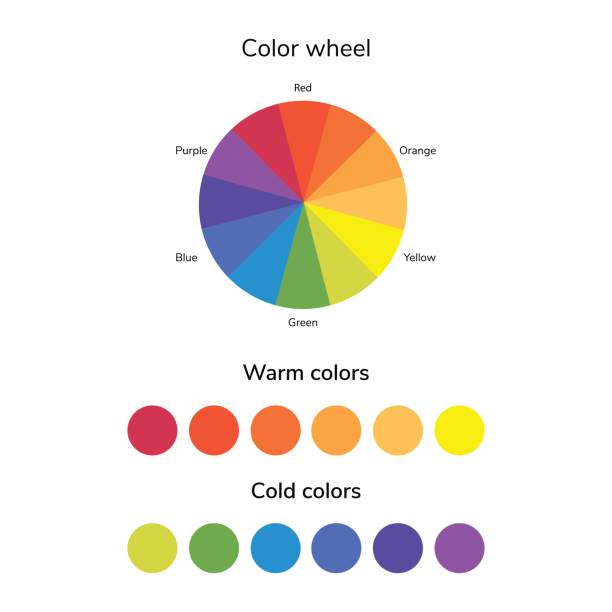 vector illustration, infographics, color wheel, warm and cold colors vector illustration, infographics, color wheel, warm and cold colors color wheel stock illustrations