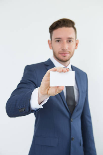istock Modern male executive showing blank card 823722650