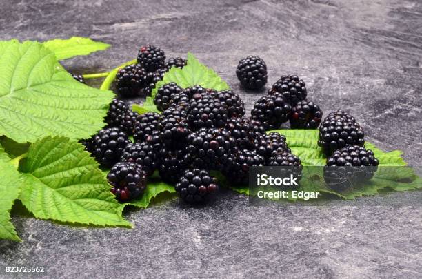 Blackberry On Black Background Stock Photo - Download Image Now - Mulberry - Fruit, Fruit, Table