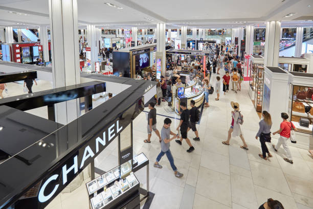 Macys Department Store Interior Cosmetics Area With Chanel Shop In