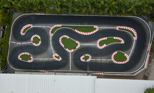 Aerial view of controlled rc car track.