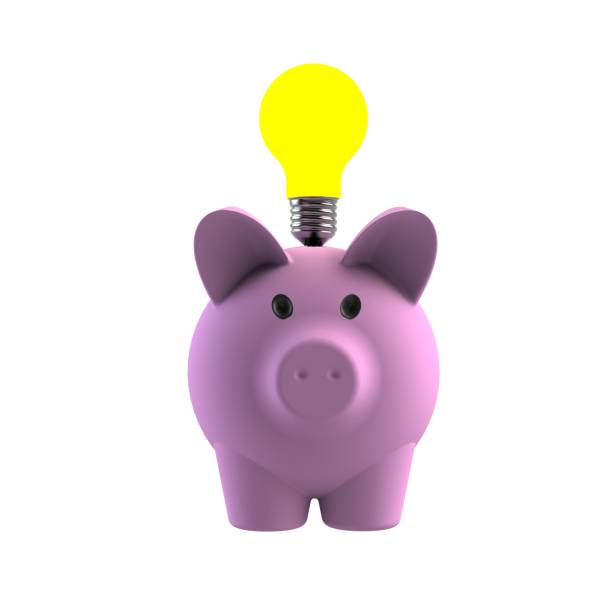 istock Light bulb on piggy bank isolated on white background, 3D rendering 823762848