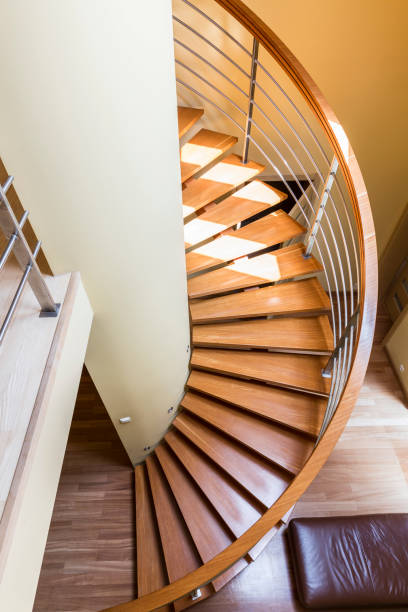 istock Wooden spiral staircase 823768284