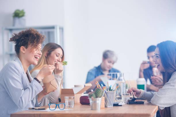 istock Caucasian employees eating lunch 823768550
