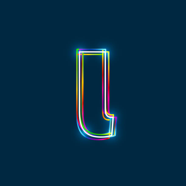 istock Greek Small Letter Iota - Vector multicolored outline font with glowing effect isolated on blue background. 823776112