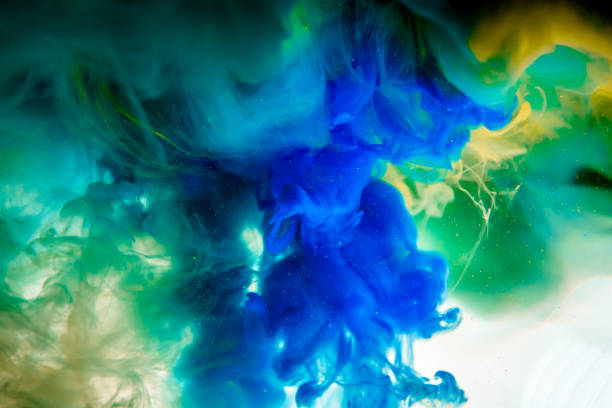 istock Acrylic colors and ink in water. Abstract frame background. Isolated on white 823778128