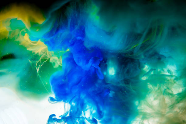 istock Acrylic colors and ink in water. Abstract frame background. Isolated on white 823778598