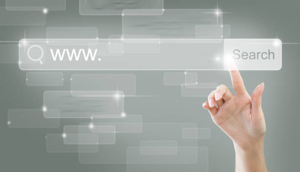 istock Www and Internet Surfing Concept with Pointing Female Hand and Empty Address Bar 823781918