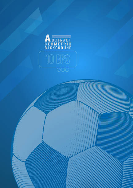 ilustrações, clipart, desenhos animados e ícones de fundo de ilustração de futebol na cor azul - soccer sign ball speed