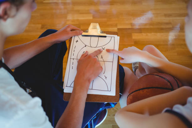 istock Coach explaining diagram to female basketball player 823792308