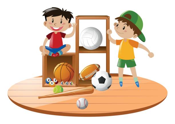 男の子とスポーツ機器 - soccer ball soccer ball cut out点のイラスト素材／クリップアート素材／マンガ素材／アイコン素材