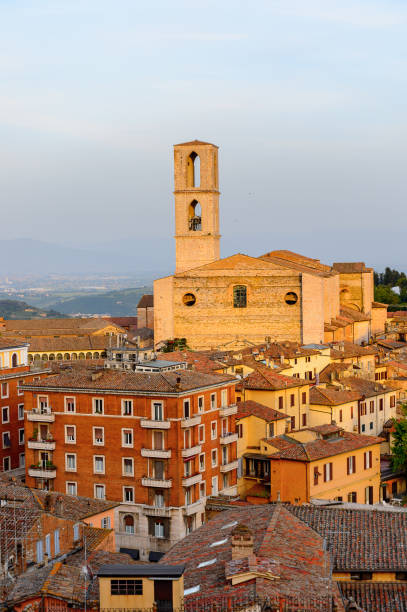 Panoramic eveninig view of Perugia, Umbria, Italy