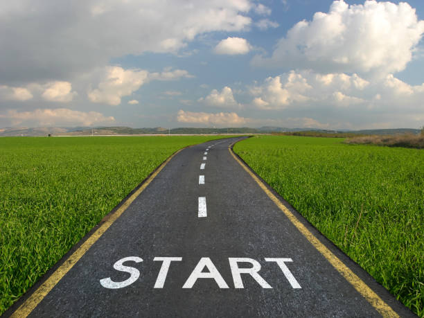 istock Start line new road journey 823804346