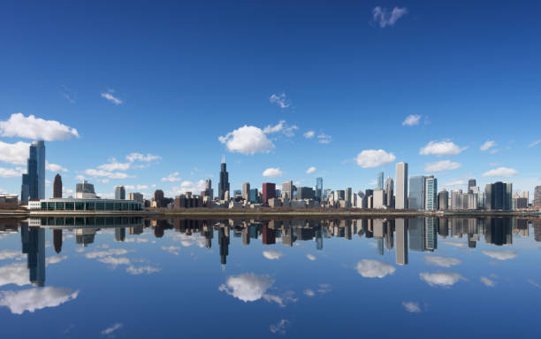 chicago city e michigan lake, chicago, illinois, usa - north hancock foto e immagini stock