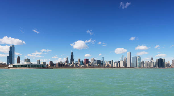 ciudad de chicago y lago michigan, chicago, illinois, usa - north hancock fotografías e imágenes de stock