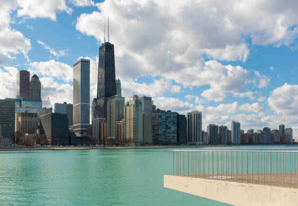 ciudad de chicago y lago michigan, chicago, illinois, usa - north hancock fotografías e imágenes de stock