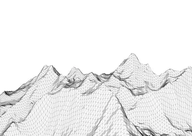 Photo of Low poly mountains landscape. Polygonal background