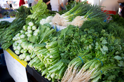 Asian vegetable on the stall in the market