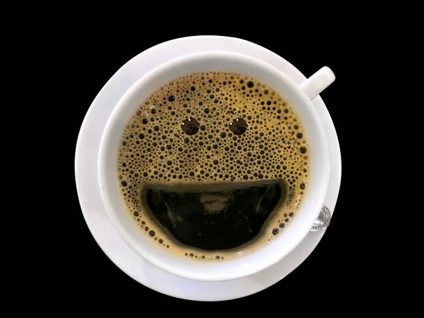 istock Happy smile shape black coffee in a white cup 823825922
