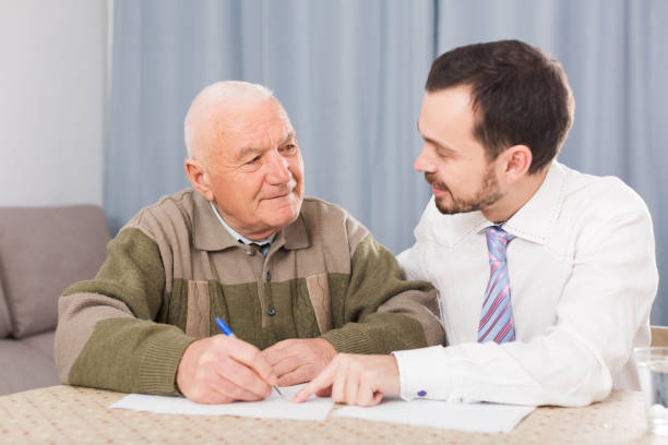 istock Retired and social employee fill form 823826380