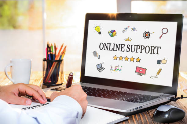 istock Online Support Concept On Laptop Monitor 823831420