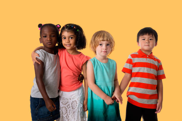 istock Group of multiracial kids portrait in studio 823832290