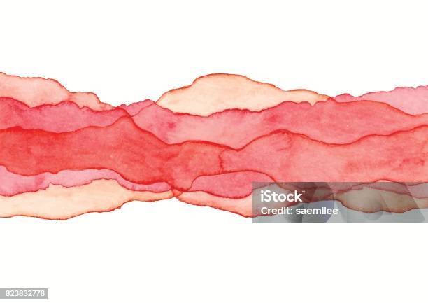 Watercolor Red Wave Background Stock Illustration - Download Image Now - Watercolor Paints, Watercolor Painting, Wave - Water